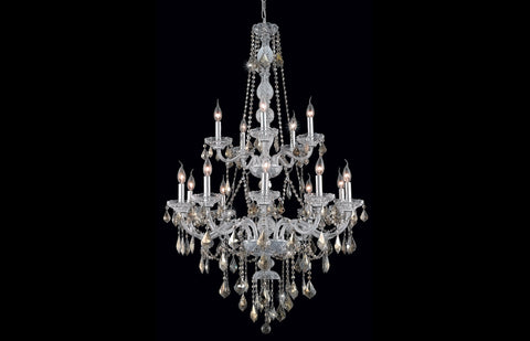 C121-7815G33C-GT/RC - Regency Lighting: Verona 15 light Chrome Chandelier Golden Teak (Smoky) Royal Cut Crystal