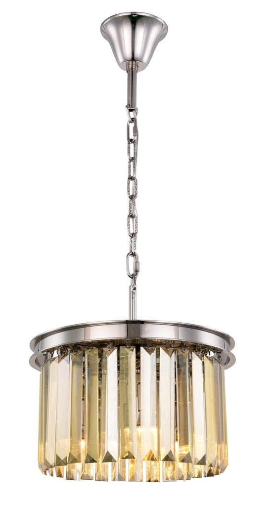 ZC121-1238D16PN-GT/RC - Urban Classic: Sydney 3 light Polished nickel Pendant Golden Teak (Smoky) Royal Cut Crystal