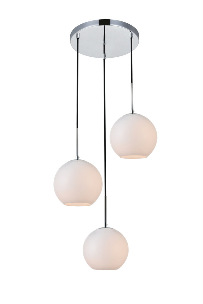 ZC121-LD2209C - Living District: Baxter 3 Lights Chrome Pendant With Frosted White Glass