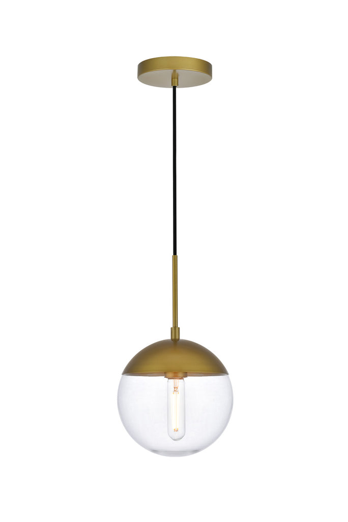 ZC121-LD6031BR - Living District: Eclipse 1 Light Brass Pendant With Clear Glass