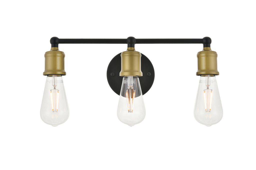 ZC121-LD4028W16BRB - Living District: Serif 3 light brass and black Wall Sconce