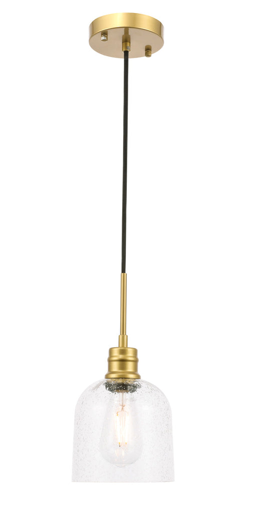 ZC121-LD6212BR - Living District: Gabe 1 light Brass and Clear seeded glass pendant