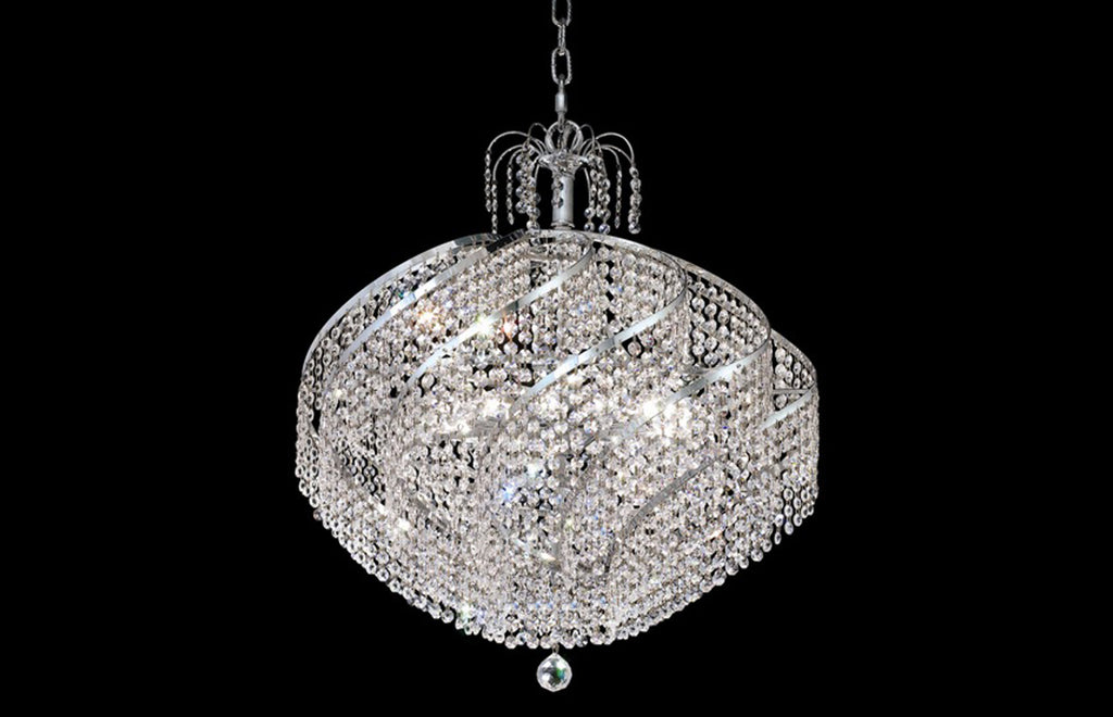 C121-8052D26C/RC - Regency Lighting: Spiral 15 light Chrome Chandelier Clear Royal Cut Crystal