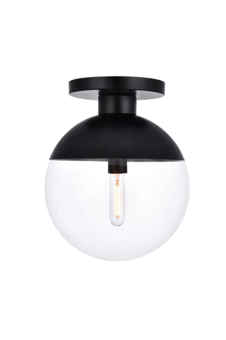 ZC121-LD6057BK - Living District: Eclipse 1 Light Black Flush Mount With Clear Glass