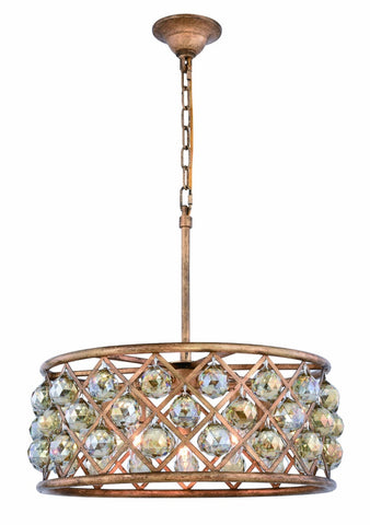 ZC121-1214D20GI-GT/RC - Urban Classic: Madison 5 light Golden Iron Chandelier Golden Teak (Smoky) Royal Cut Crystal