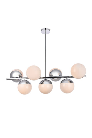 ZC121-LD6136C - Living District: Eclipse 7 Lights Chrome Pendant With Frosted White Glass