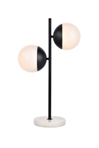 ZC121-LD6152BK - Living District: Eclipse 2 Lights Black Table Lamp With Frosted White Glass