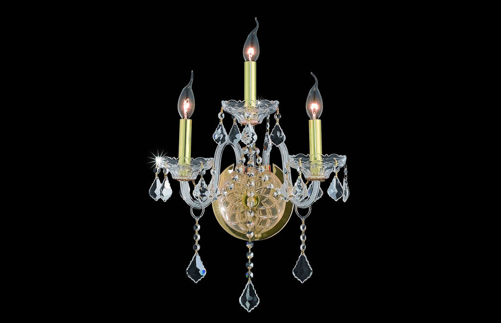 C121-7853W3G/EC - Regency Lighting: Verona 3 light Gold Wall Sconce Clear Elegant Cut Crystal