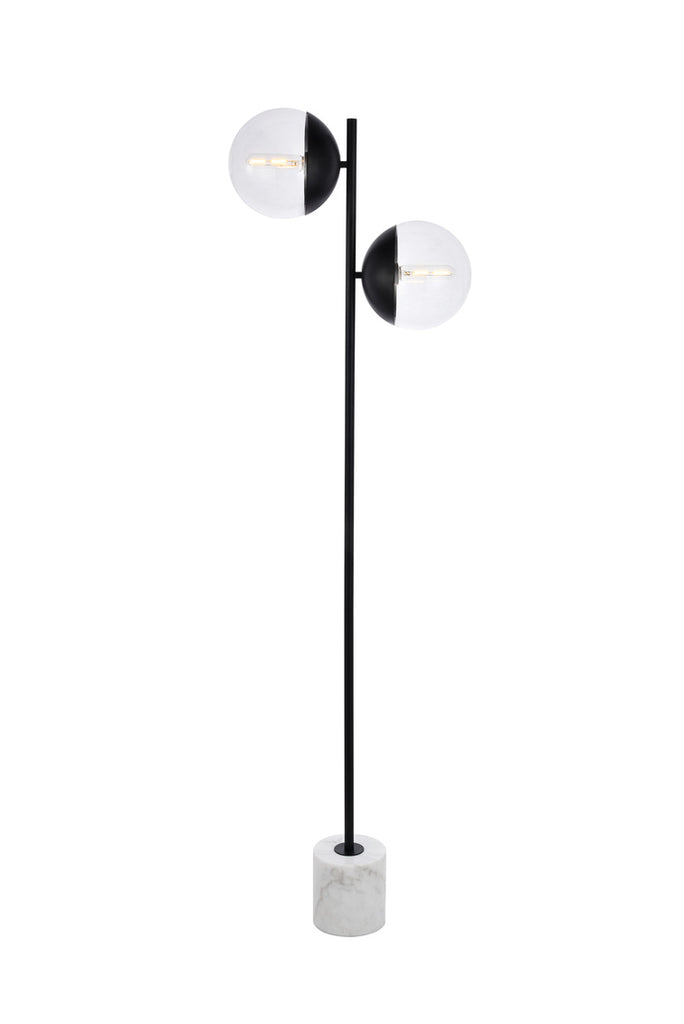 ZC121-LD6111BK - Living District: Eclipse 2 Lights Black Floor Lamp With Clear Glass