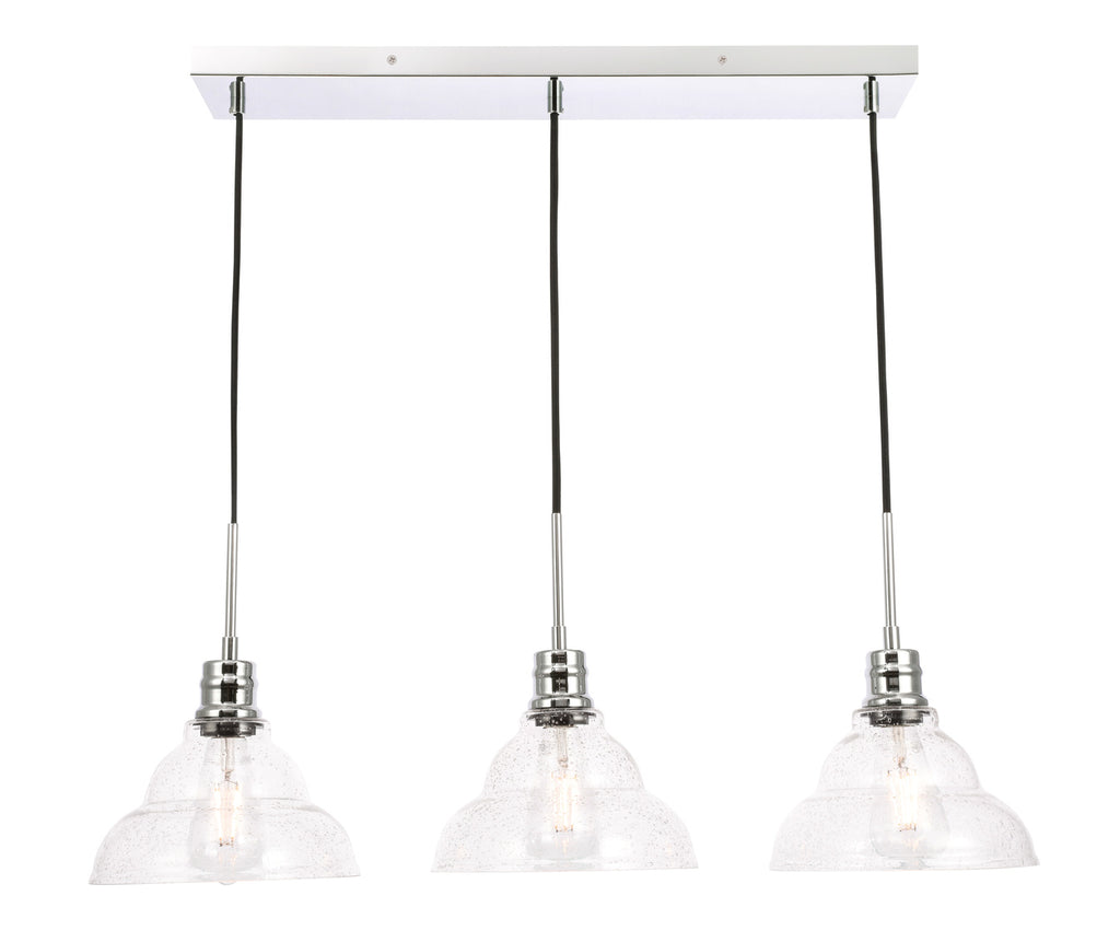 ZC121-LD6223C - Living District: Clive 3 light Chrome and Clear seeded glass pendant