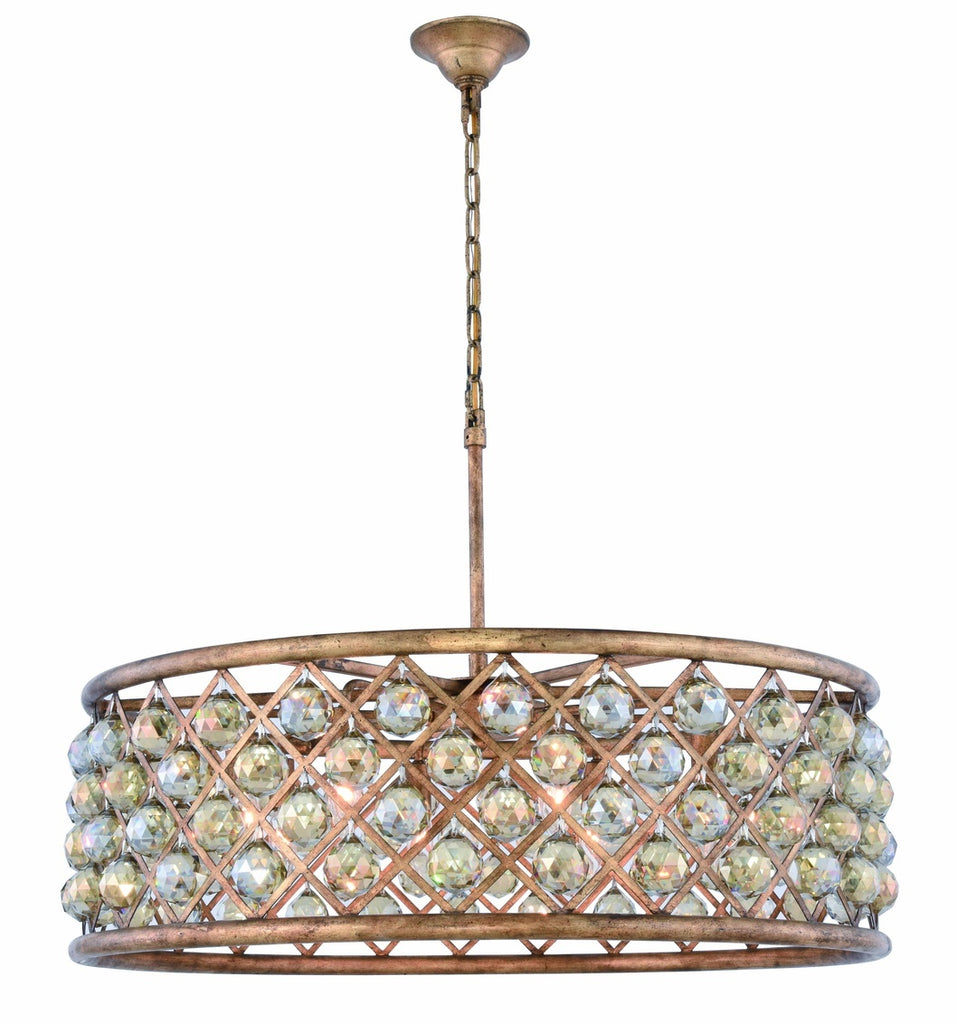 ZC121-1214D32GI-GT/RC - Urban Classic: Madison 8 light Golden Iron Chandelier Golden Teak (Smoky) Royal Cut Crystal