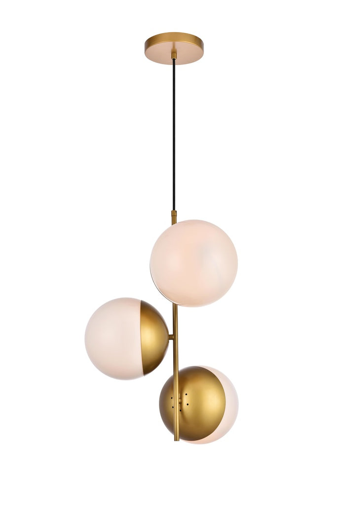 ZC121-LD6126BR - Living District: Eclipse 3 Lights Brass Pendant With Frosted White Glass