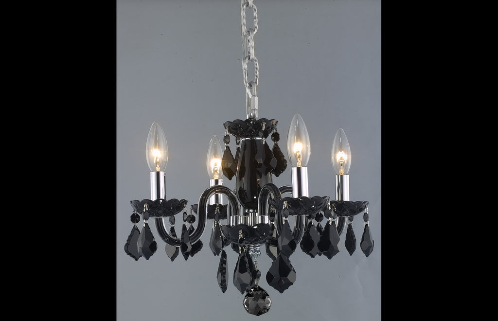 C121-7804D15B-JT/RC - Regency Lighting: Rococo 4 light Black Pendant Jet (Black) Royal Cut Crystal