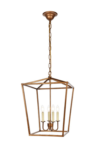 ZC121-LD6008D17G - Living District: Maddox Collection Pendant D17 H24.25 Lt:4 Vintage Gold Finish