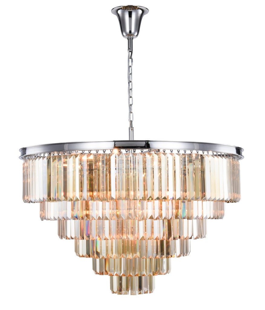 ZC121-1231D44PN-GT/RC - Urban Classic: Sydney 33 light Polished nickel Chandelier Golden Teak (Smoky) Royal Cut Crystal