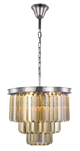 ZC121-1231D20PN-GT/RC - Urban Classic: Sydney 9 light Polished nickel Chandelier Golden Teak (Smoky) Royal Cut Crystal