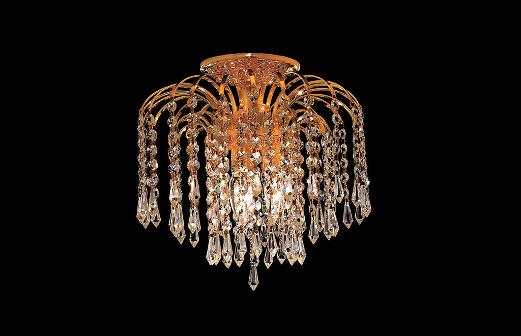 C121-6801F12G/EC - Regency Lighting: Falls 3 light Gold Flush Mount Clear Elegant Cut Crystal