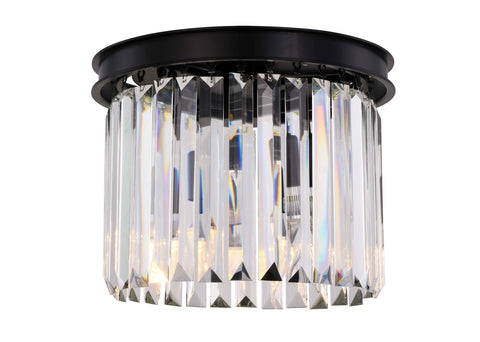 ZC121-1238F12MB/RC - Urban Classic: Sydney 3 light Matte Black Flush Mount Clear Royal Cut Crystal