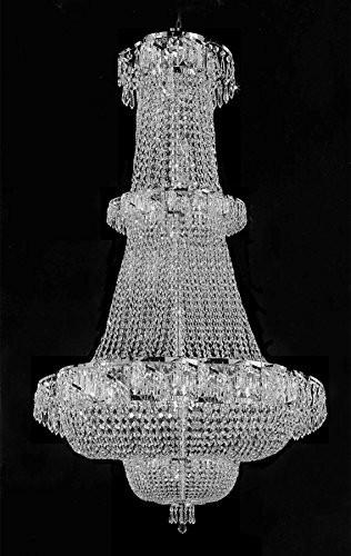 Swarovski Crystal Trimmed Chandelier French Empire Crystal Chandelier Lighting H 50" W30" - Perfect For An Entryway Or Foyer - A93-CS/928/21SW